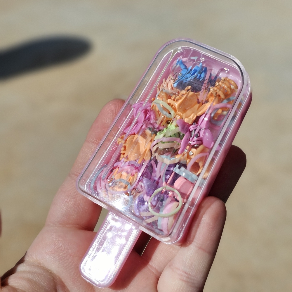 Ice cream hair ties with mini clips kids